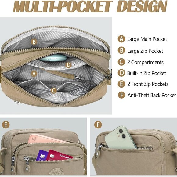 Small Crossbody Bags for Women Nylon Waterproof Lightweight Crossbody Purse Casu - Picture 4 of 7